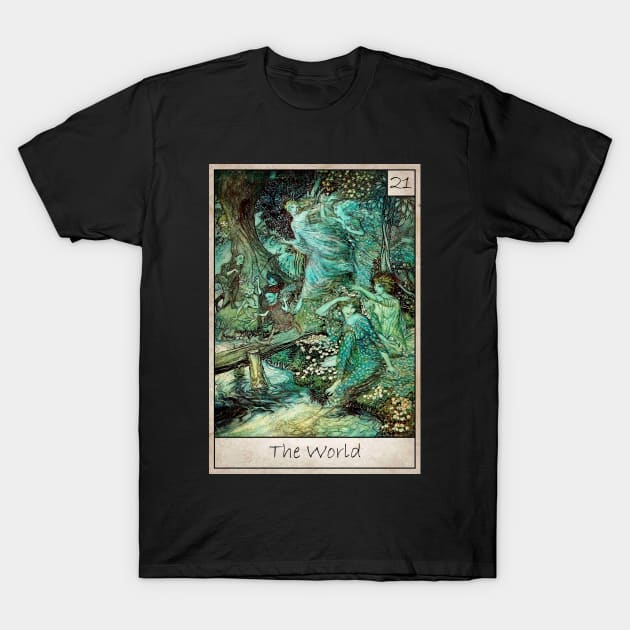 Tarot - The World T-Shirt by Gwraggedann